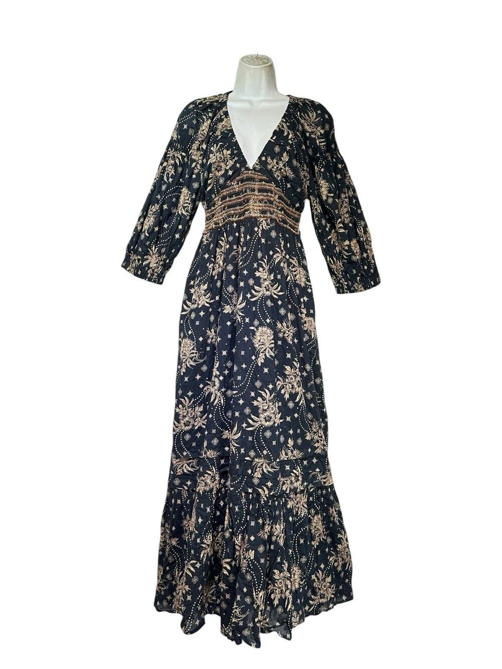 Free People Golden Hour Smocked Bodice Maxi Dress Size S